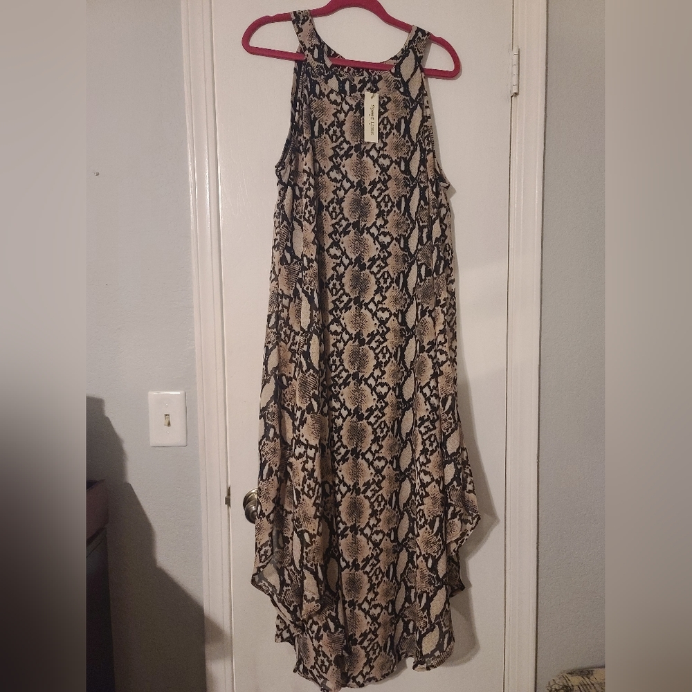 Beige Snake Print Dress
